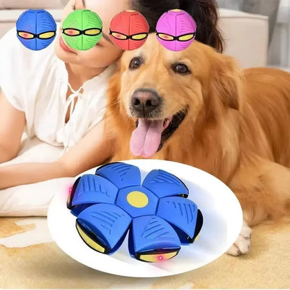 Dog Toys Glowing Flying UFO Saucer Ball Interactive Outdoor Sports Training Games Magic Deformation Flat Ball Pet Supplies