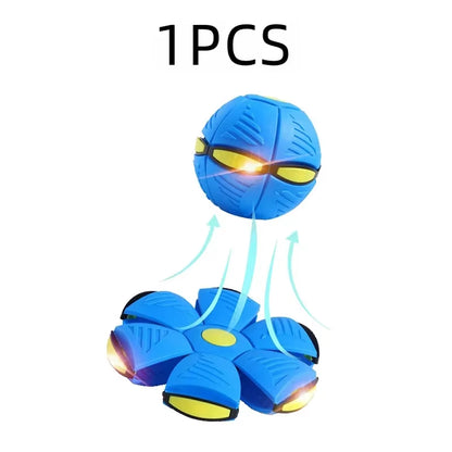 Dog Toys Glowing Flying UFO Saucer Ball Interactive Outdoor Sports Training Games Magic Deformation Flat Ball Pet Supplies