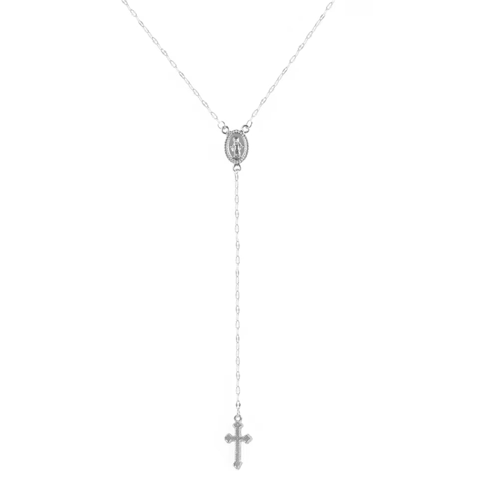 Metal Necklaces with Cross Pendant for Gold and Silver Color Prayer Collar Necklace for Women Men