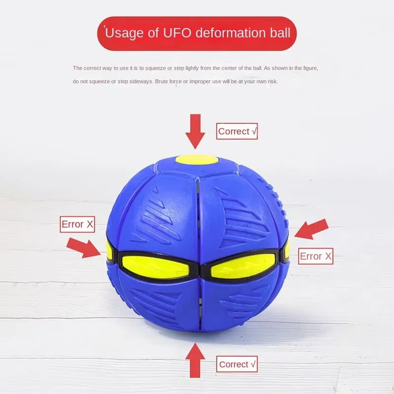 Dog Toys Glowing Flying UFO Saucer Ball Interactive Outdoor Sports Training Games Magic Deformation Flat Ball Pet Supplies