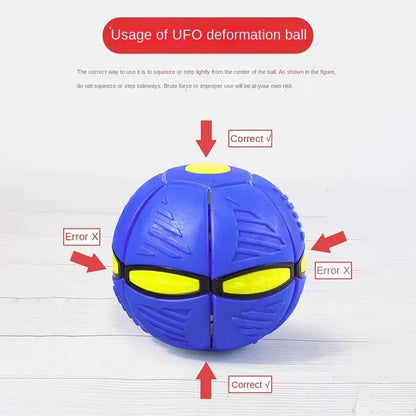 Dog Toys Glowing Flying UFO Saucer Ball Interactive Outdoor Sports Training Games Magic Deformation Flat Ball Pet Supplies