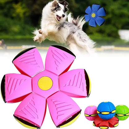 Dog Toys Glowing Flying UFO Saucer Ball Interactive Outdoor Sports Training Games Magic Deformation Flat Ball Pet Supplies